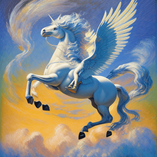 AI generated: Creating images of pegasus using impressionism.