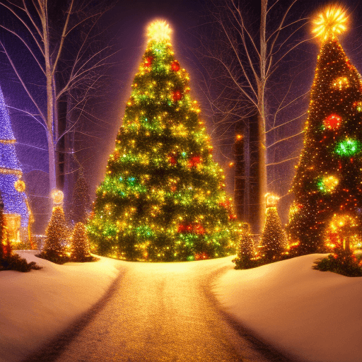 AI generated: high resolution blurred scenery dreamy lit up christmas scenery blurred cozy atmosphere