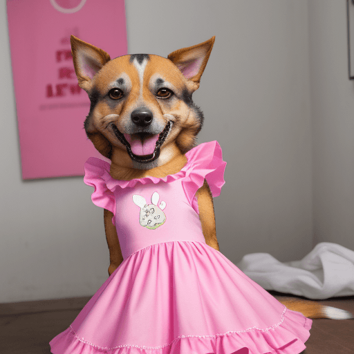 AI generated: UNA PERRITO VESTIDO DE KENT ROSADO 