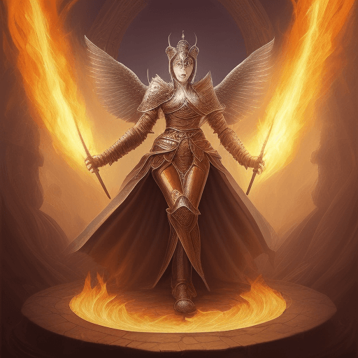 AI generated: Create an awe-inspiring digital painting of a mythical duel between an infernal knight and a divine ...