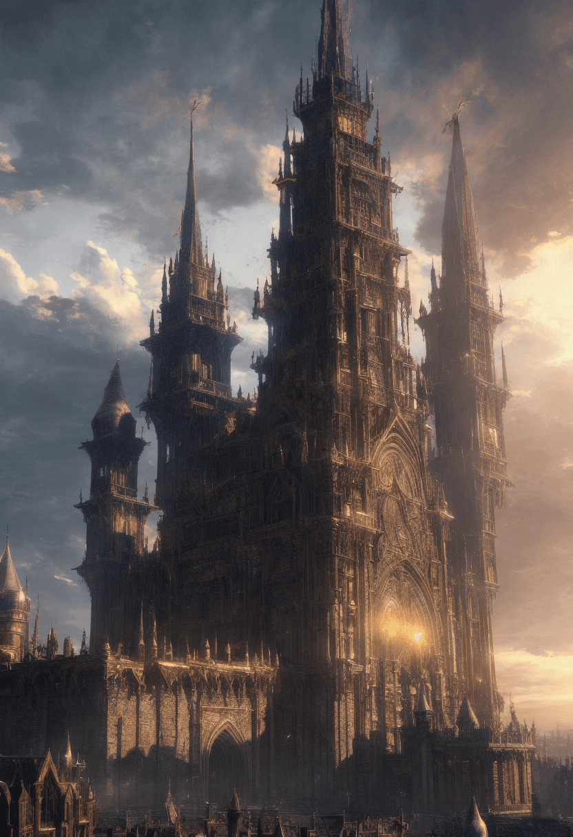 AI generated: concept art Hyperrealistic art a cinematic scene set during golden hour. a fantasy kingdom found in ...