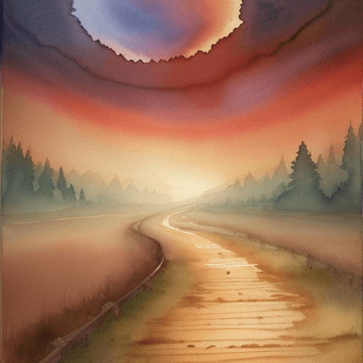 AI generated: God changing our ugly path too a beautiful journey, love, evening time with brown tones, Watercolor