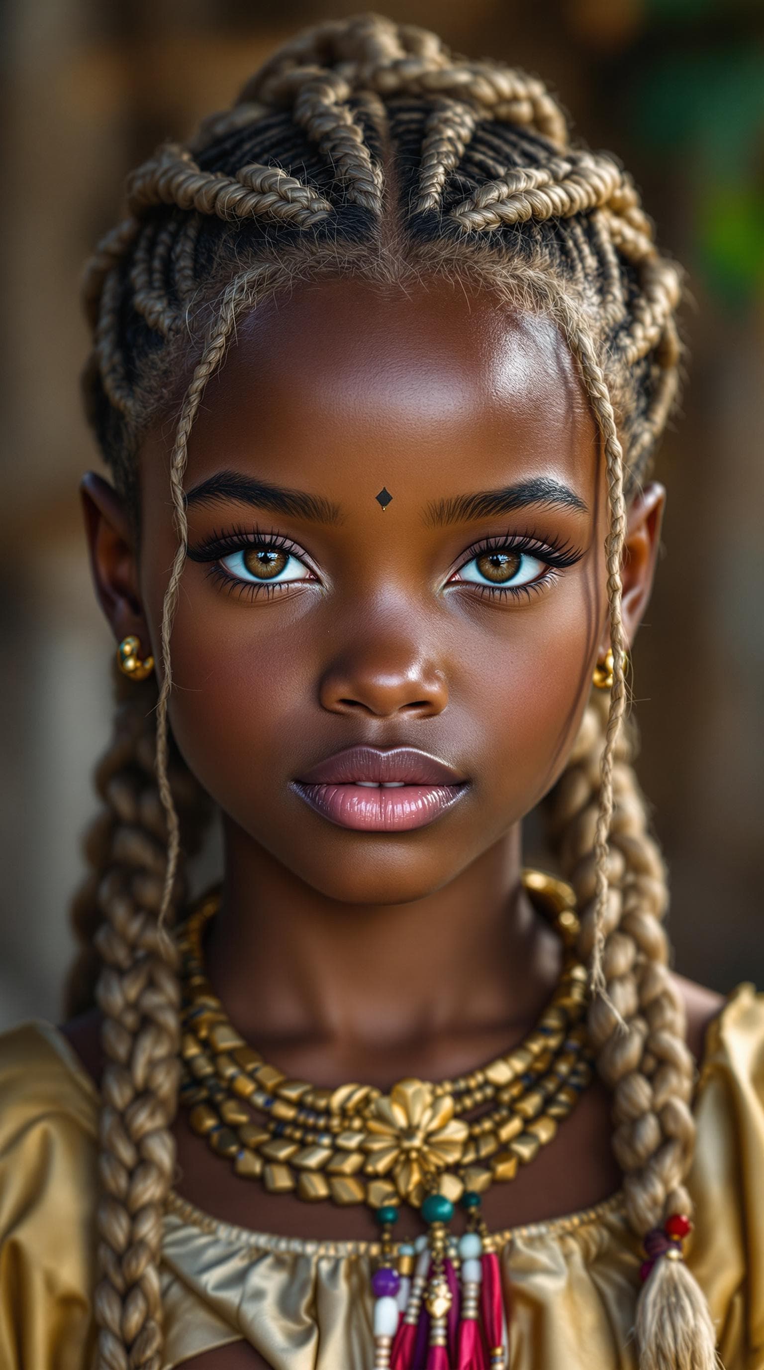 AI generated: a professional photo of a exceptionally beautiful girl in the world (age 10), (ten year old), Africa...