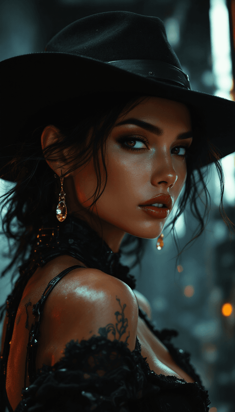 AI generated: masterpiece, 1woman, beautiful, glistening skin, (realistic), closeup, (cowboy) bebop unfolds in a (...