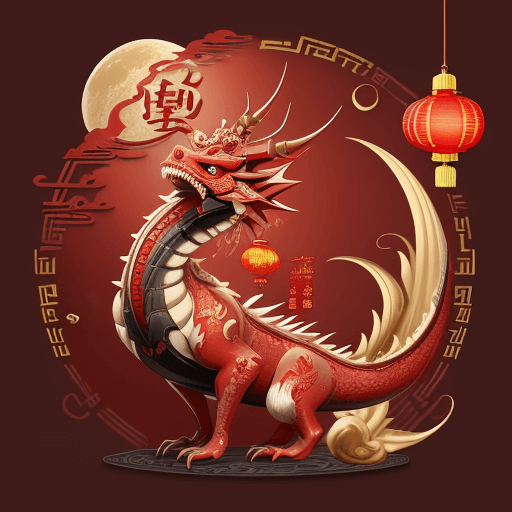 AI generated: lunar new year red dragon, in the style of Pixar animation, traditional Chinese cultural themes, int...