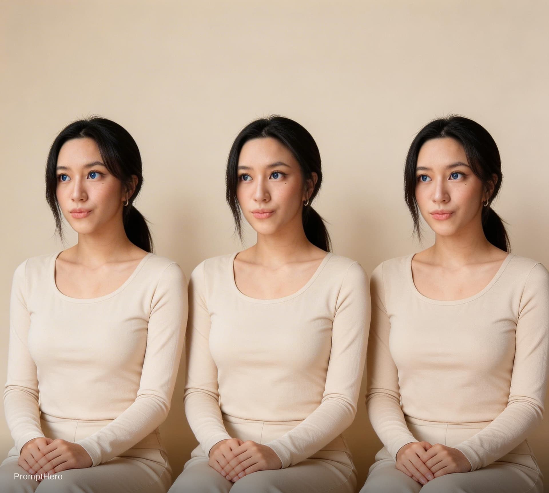 AI generated: This photograph of multiple young East Asian woman in her early twenties is strikingly beautiful. Sh...