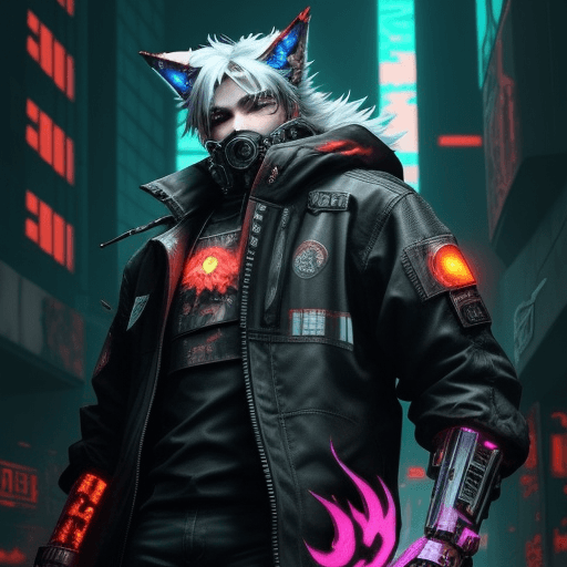 AI generated: Fire Wolf but its Cyberpunk