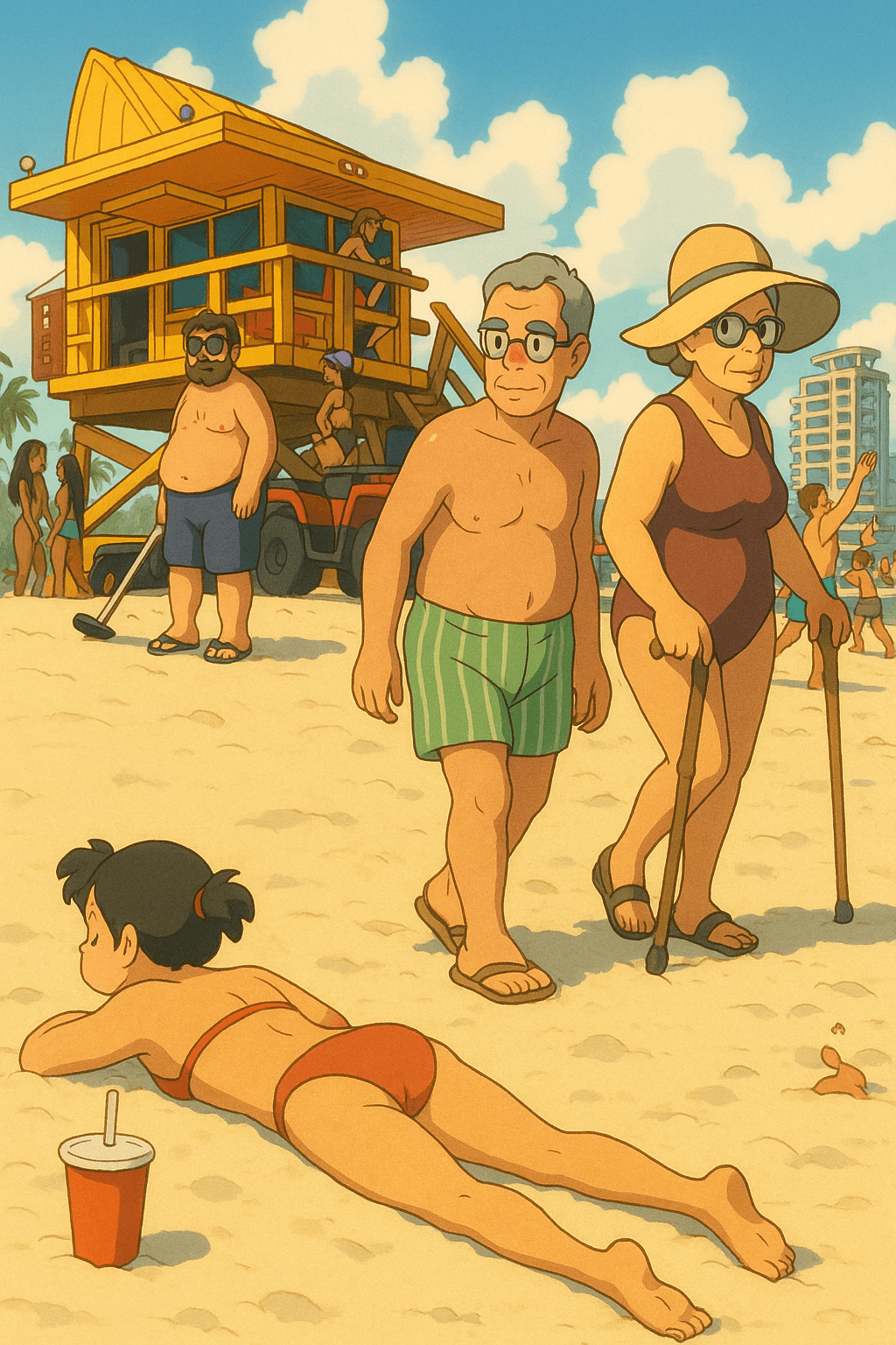 AI generated: Screengrab from new GTA VI Trailer, Ghibli style
