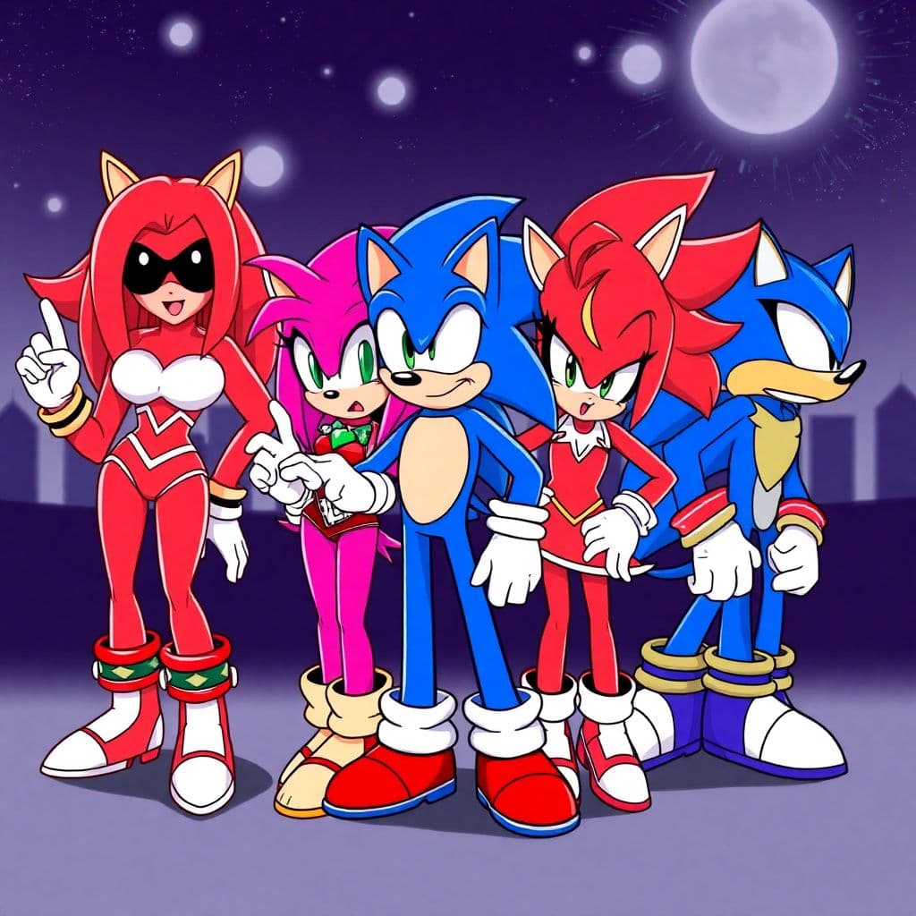 AI generated: Sonic the Pimp and his girls Rouge, Amy, Tikal and Blaze
