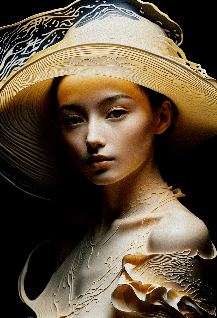 AI generated: "Design a digital portrait of a figure with delicate features, capturing a serene and contemplative ...
