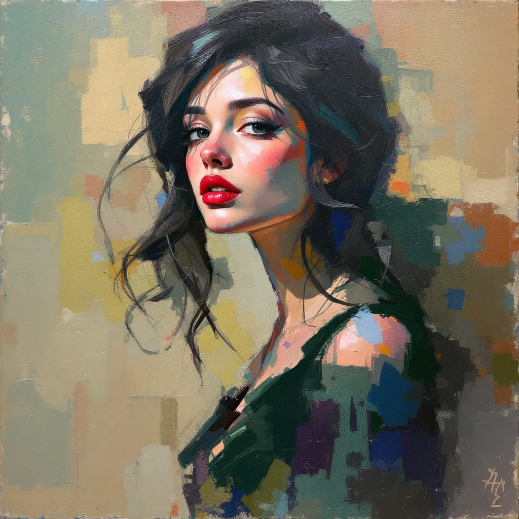 AI generated: impressionist painting of a petite woman --chaos 75 --ar 1:2 --profile rsy6uq9 --stylize 750