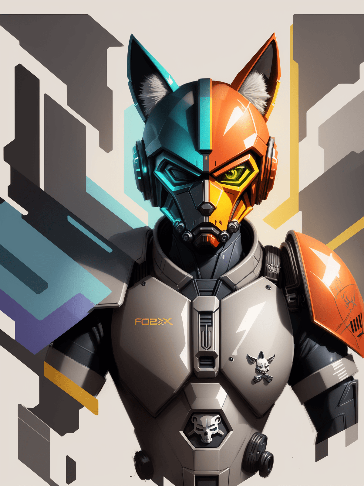 AI generated: creat logo fox, 4k, high detaille, (drawing in the style of modernism:1.5), portrait, cyberpunk mand...