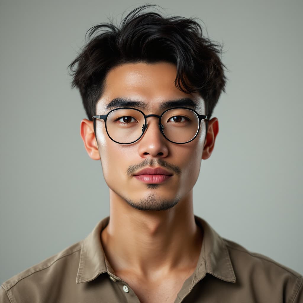 AI generated: Generate a male Malaysian person with the following features:
Eyebrows: Thick and well-defined, with...