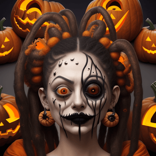AI generated: Imagine a surreal and nightmarish Halloween pumpkin face inspired by the works of Salvador Dali, fea...