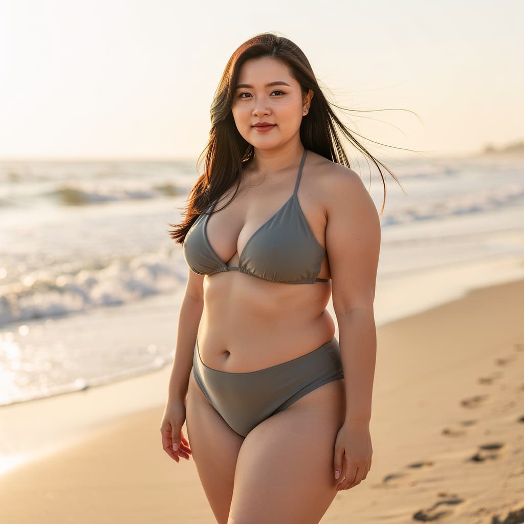 AI generated: realistic korean women in bikini
height: 165cm
weight: 70~75kg
breast size: g cup
