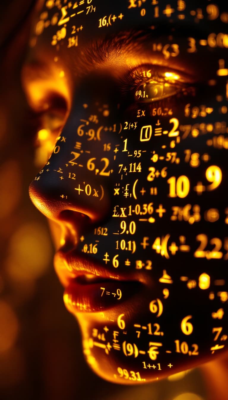 AI generated: Shadowrun Math Projection - A close-up of a person's face with set logical ambient background, DayGl...