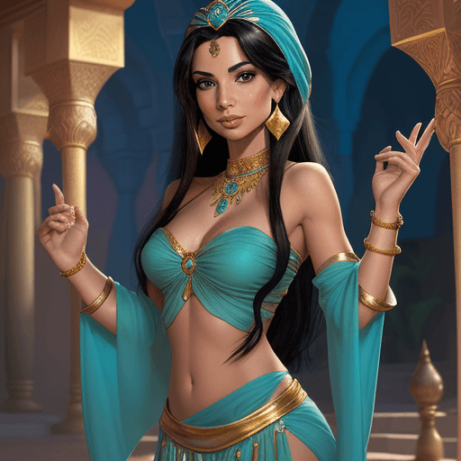 AI generated: Create a high-resolution, realistic photograph of Princess Jasmine from Disney. She should appear se...