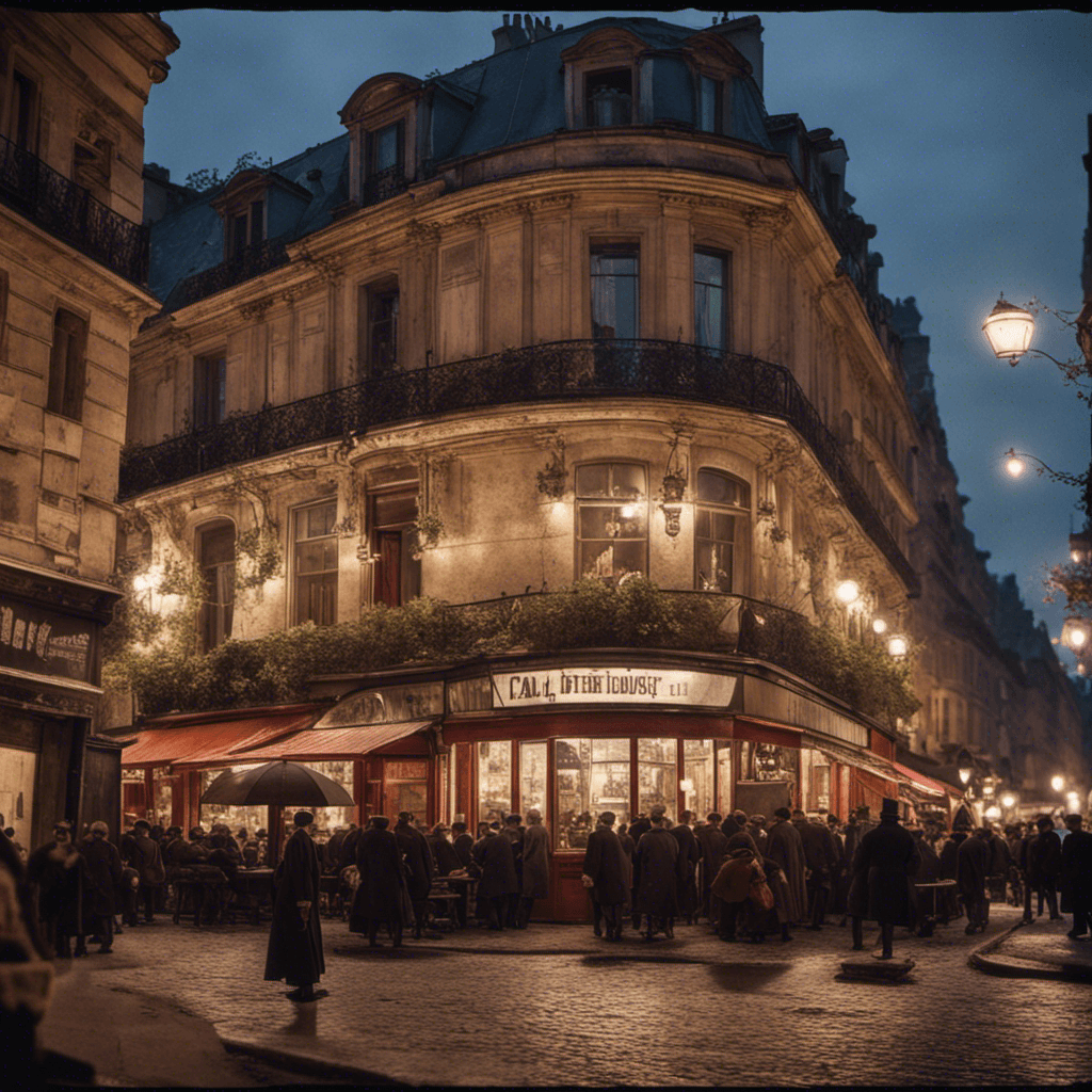 AI generated: the wild and lush night life of old Paris in 1899, old photograph, wide angle lens 