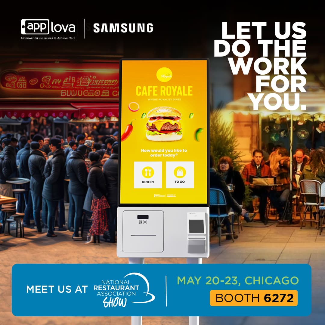 AI generated: customer using the self service kiosk in a fast food restaurant 