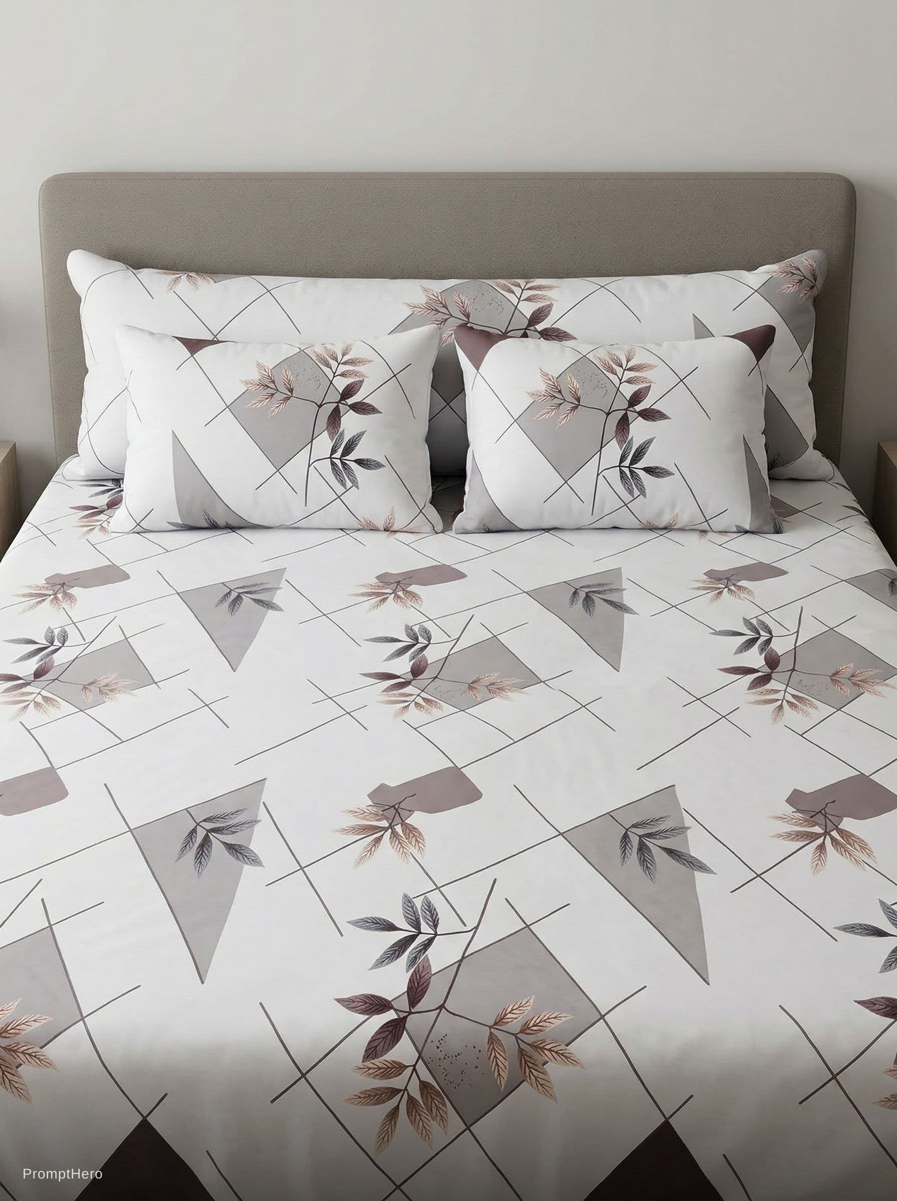 AI generated: A premium e-commerce catalog photo of a king-size bed (180x200 cm), perfectly centered, front-facing...