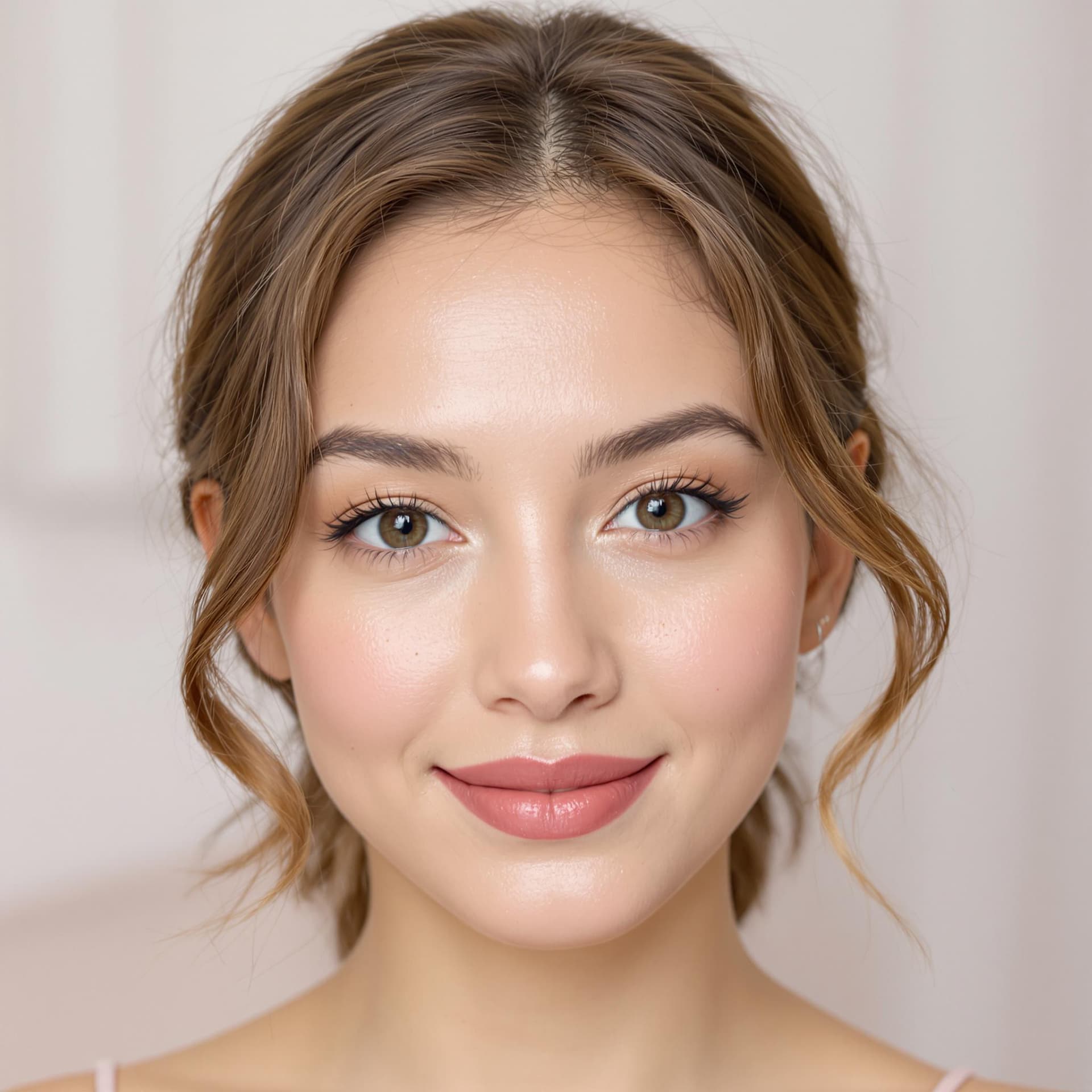 AI generated: A close-up portrait of a stunning 21-year-old influencer girl with flawless, radiant skin and a symm...