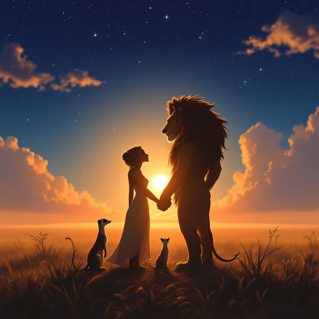 AI generated: "A breathtaking, cinematic scene inspired by the song lyrics and the friendship dynamic in 'The Lion...