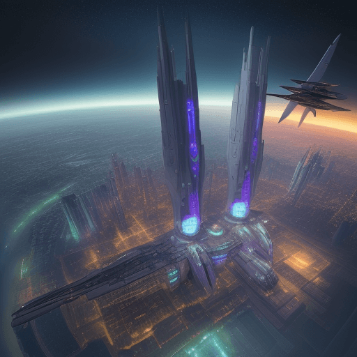AI generated: fantasy & sci-fi, eine riesige stadt in der zukunft, farbenfroh, riesige moderne gebäude, viele flie...