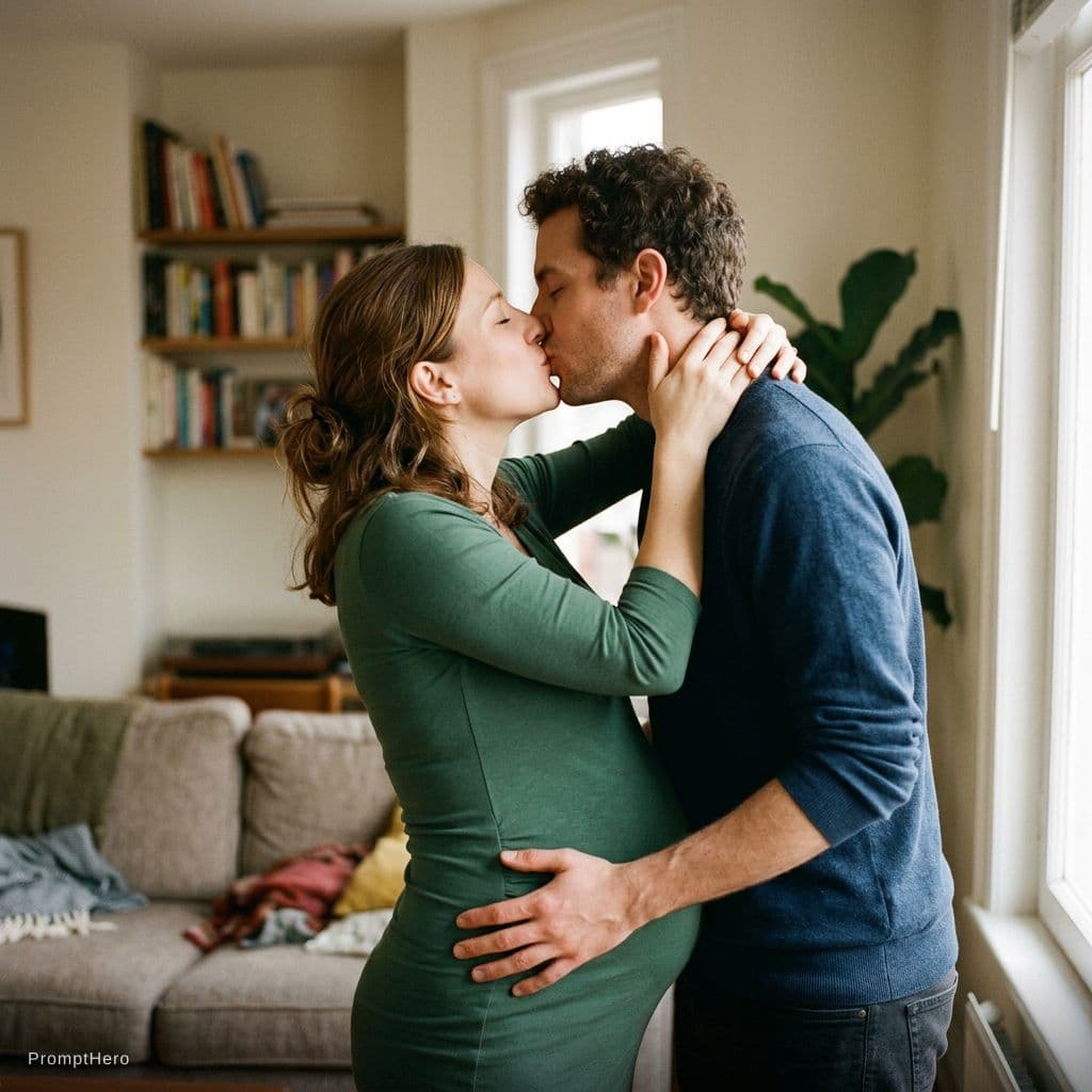 AI generated: This is a nine months pregnant girl. couple who love each other deeply and especially want to expres...