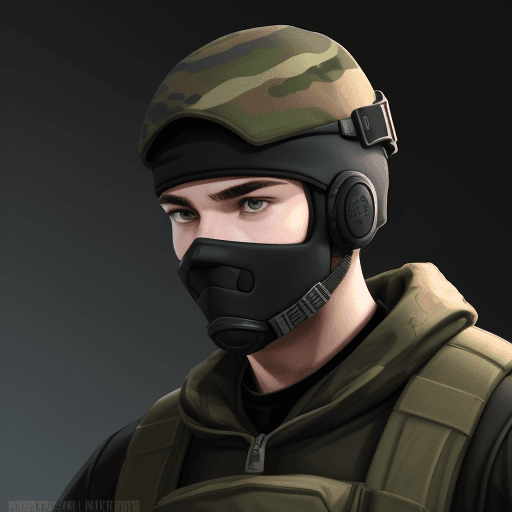 AI generated: create an ilustration of a counter strike of the head of a young men.