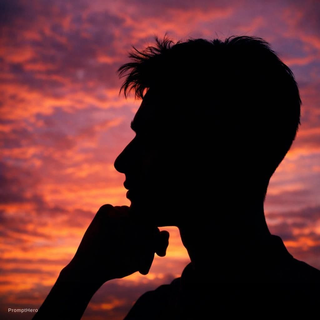 AI generated: Silhouette of a man's face seen from the side --chaos 75 --ar 1:2 --profile e525pbl --stylize 750 --...