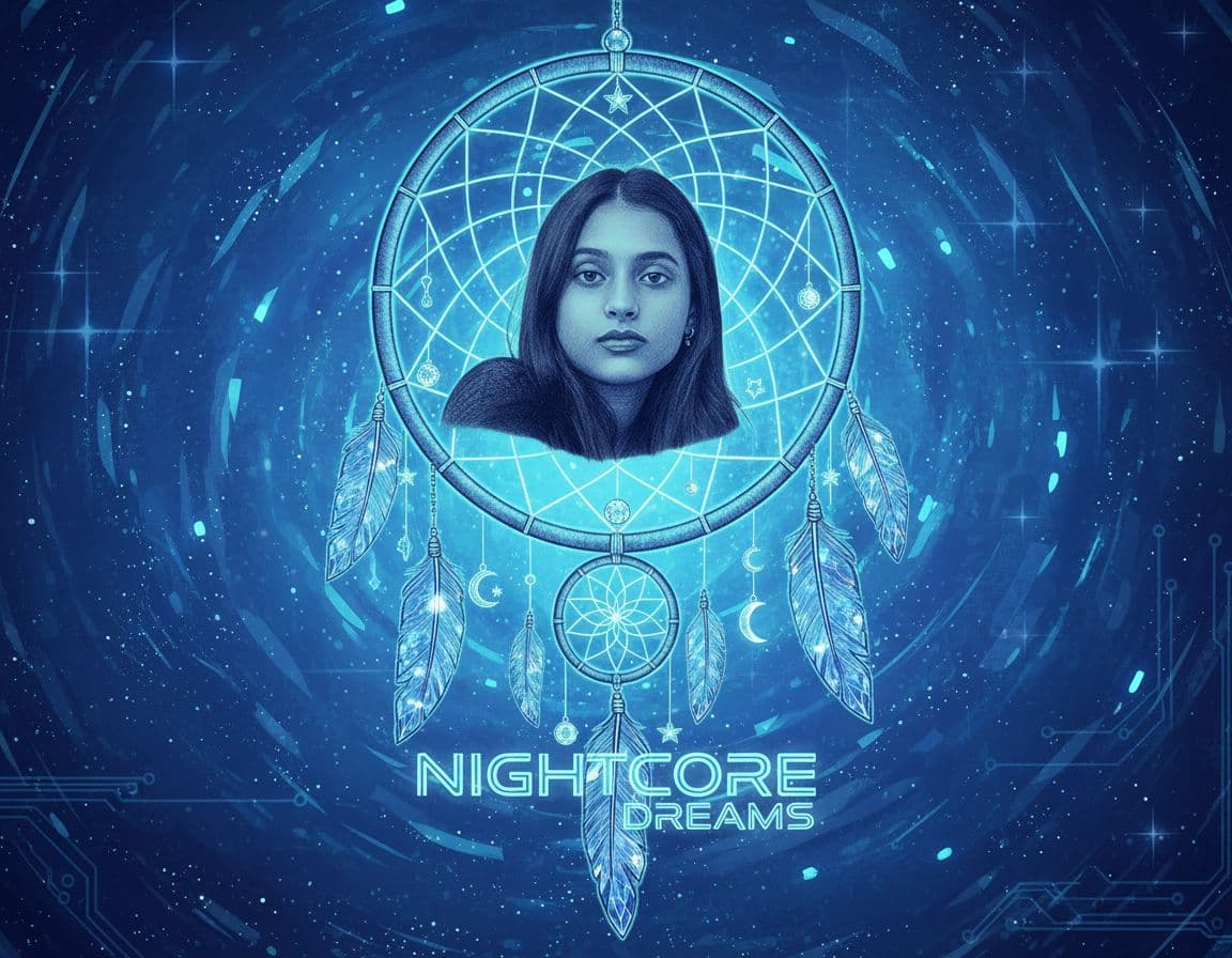 AI generated: Dream catcher, crisp neo-pop illustration style, sky-blue tones, nightcore vibes, trompe-l'œil illus...