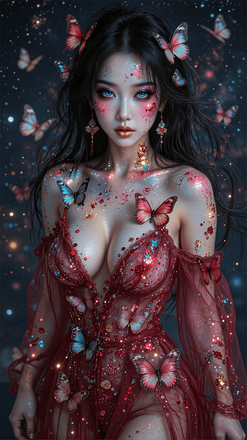 AI generated: The generated image, styled "Cinematic Portrait," depicts a stunningly beautiful, ethereal woman, a ...