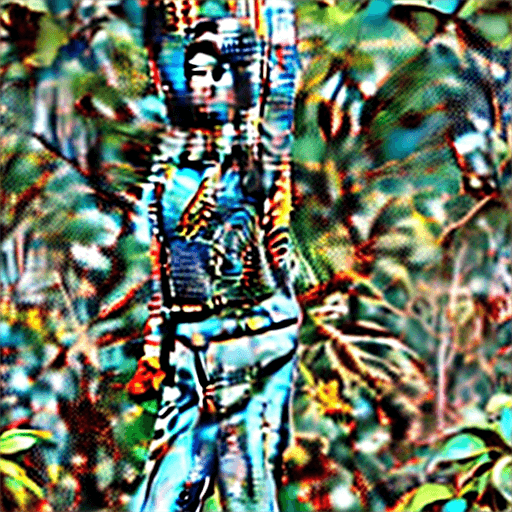 AI generated: A 17 year old Indian girl is posing in a natural trail in a jungle , she is wearing a loose pink tan...