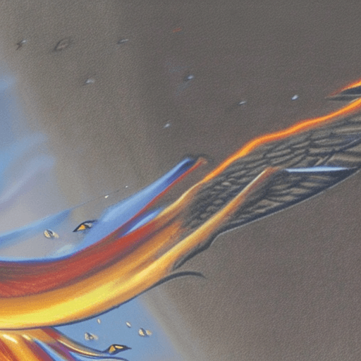 AI generated: Drawing of a phoenix, rebirthing out of its glowing ashes, making an infinite figure, make from ashe...