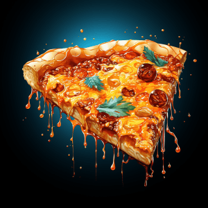 AI generated: 2d Vibrant Pizza Slice Animal Large Creative Logo Design, Chromogenic Color Print, High-Tech Irregul...