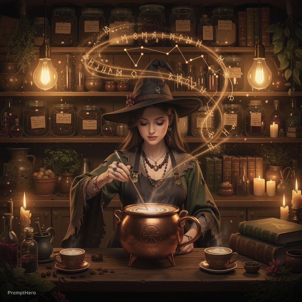 AI generated: coffee witch