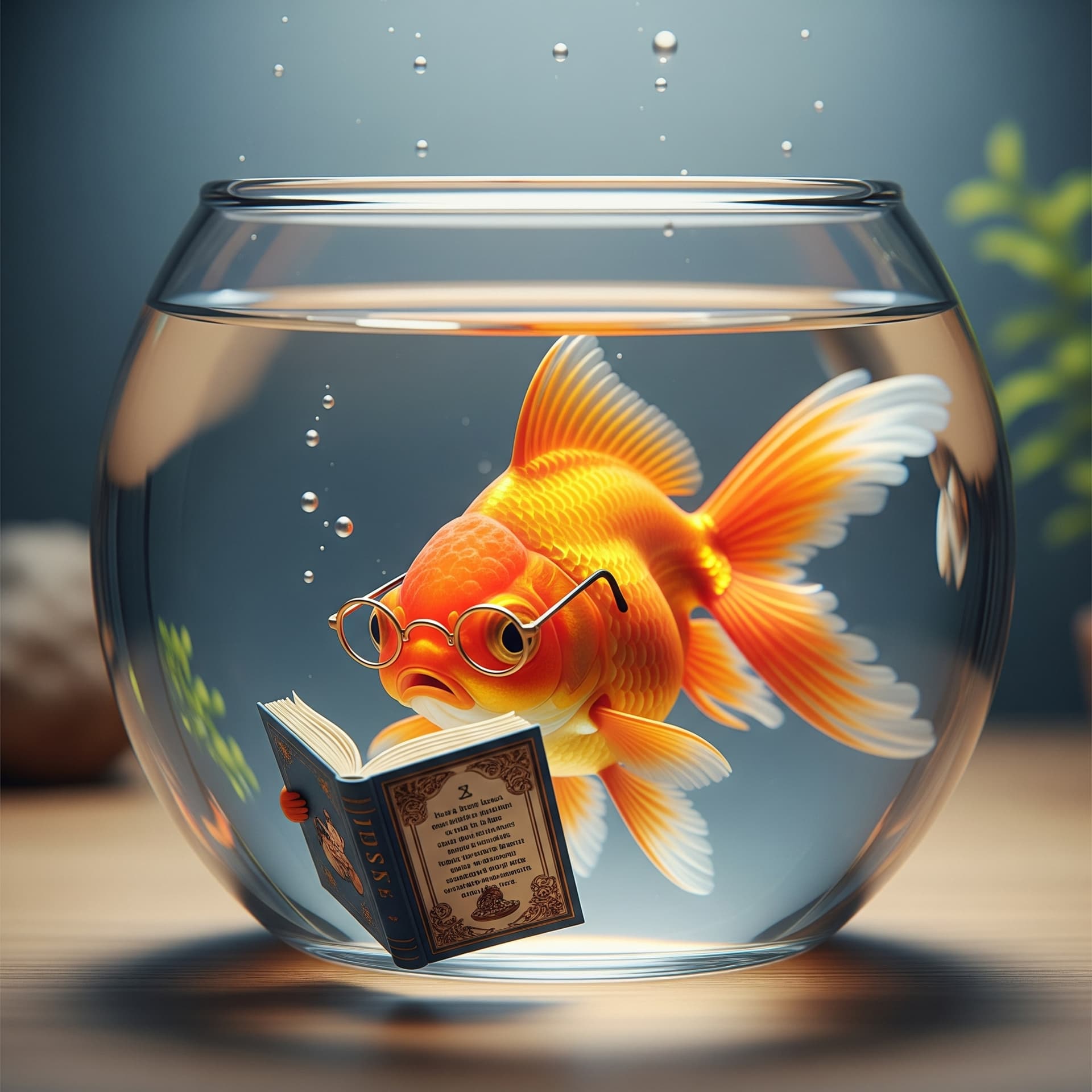 AI generated: Goldfish reading