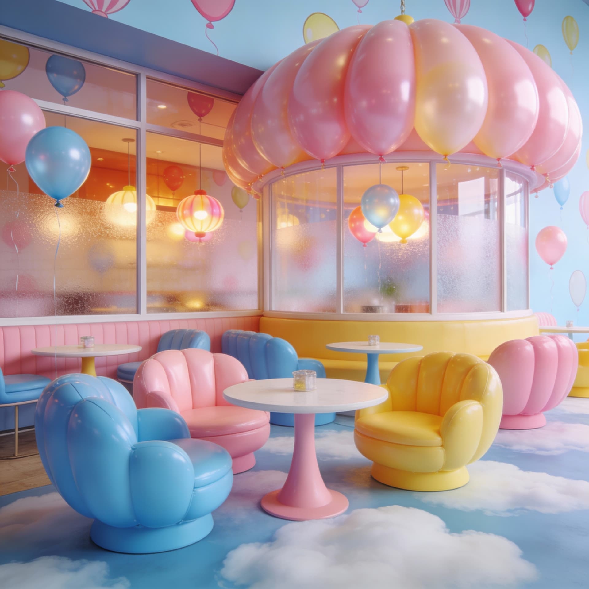 AI generated: 3d, balloon cafe