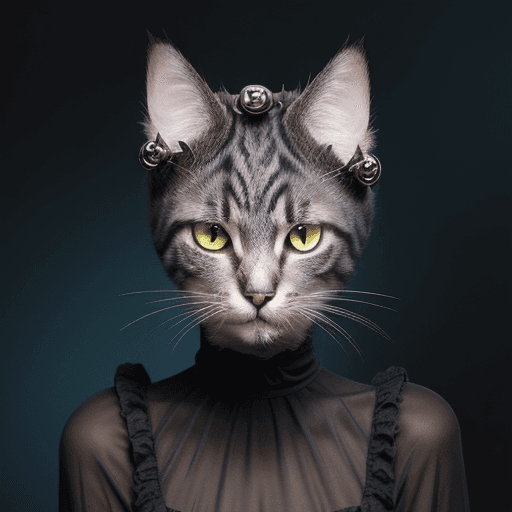 AI generated: Cat with a skull on its head