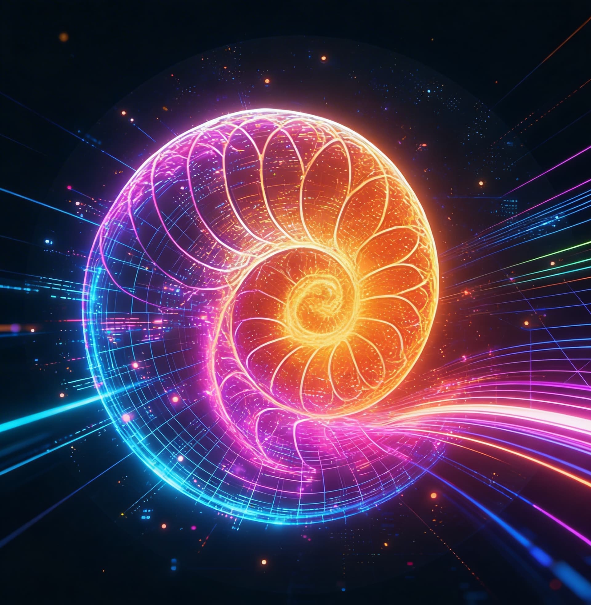 AI generated: Create a Sci-Fi image. A visual representation of advancing information being shared between advanci...