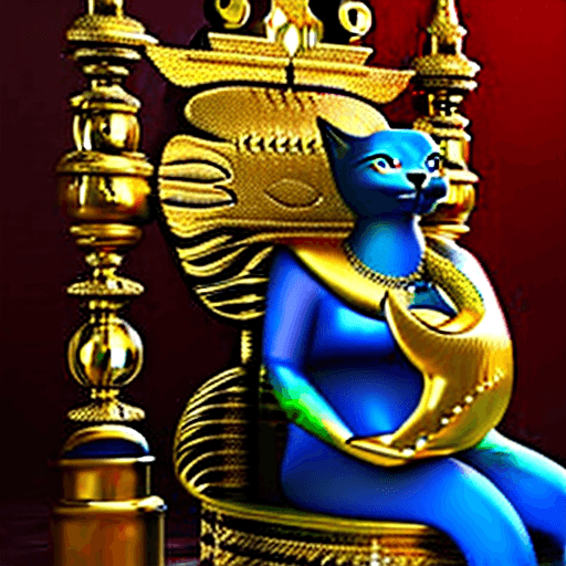 AI generated: A very beautiful queen sitting on a black throne made of gold, with a serpent-dragon like elements a...