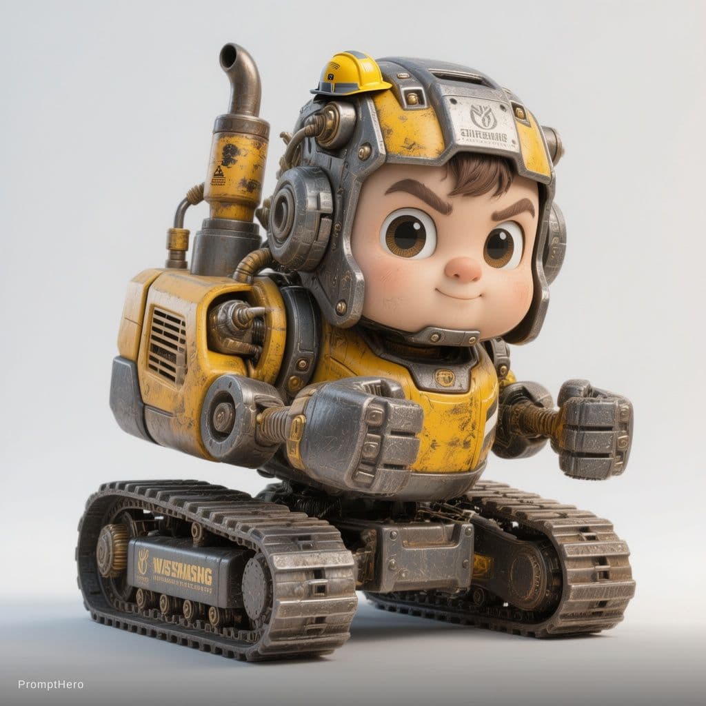 AI generated: Design a premium industrial brand mascot for a global construction machinery undercarriage manufactu...