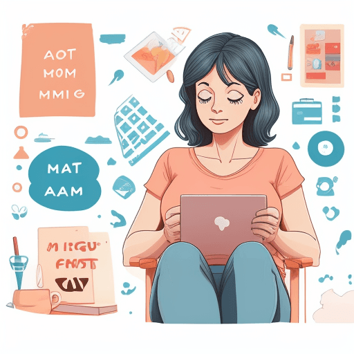 AI generated: a mom keeping calm with a lot of things to do in digital illustration