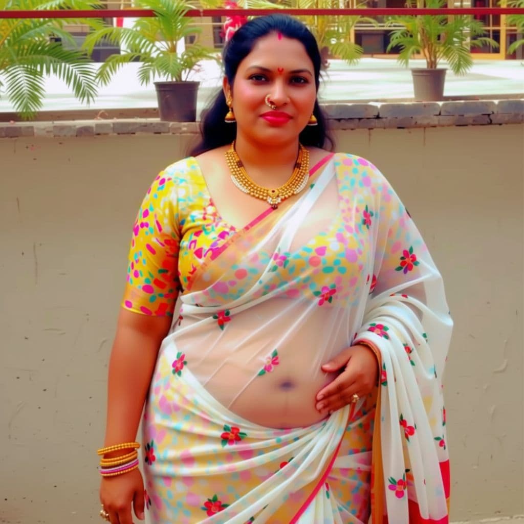 AI generated: Desi aunty full body with transparent saree
open navel ,drop saree ,only bra , big chest ,curvey , d...