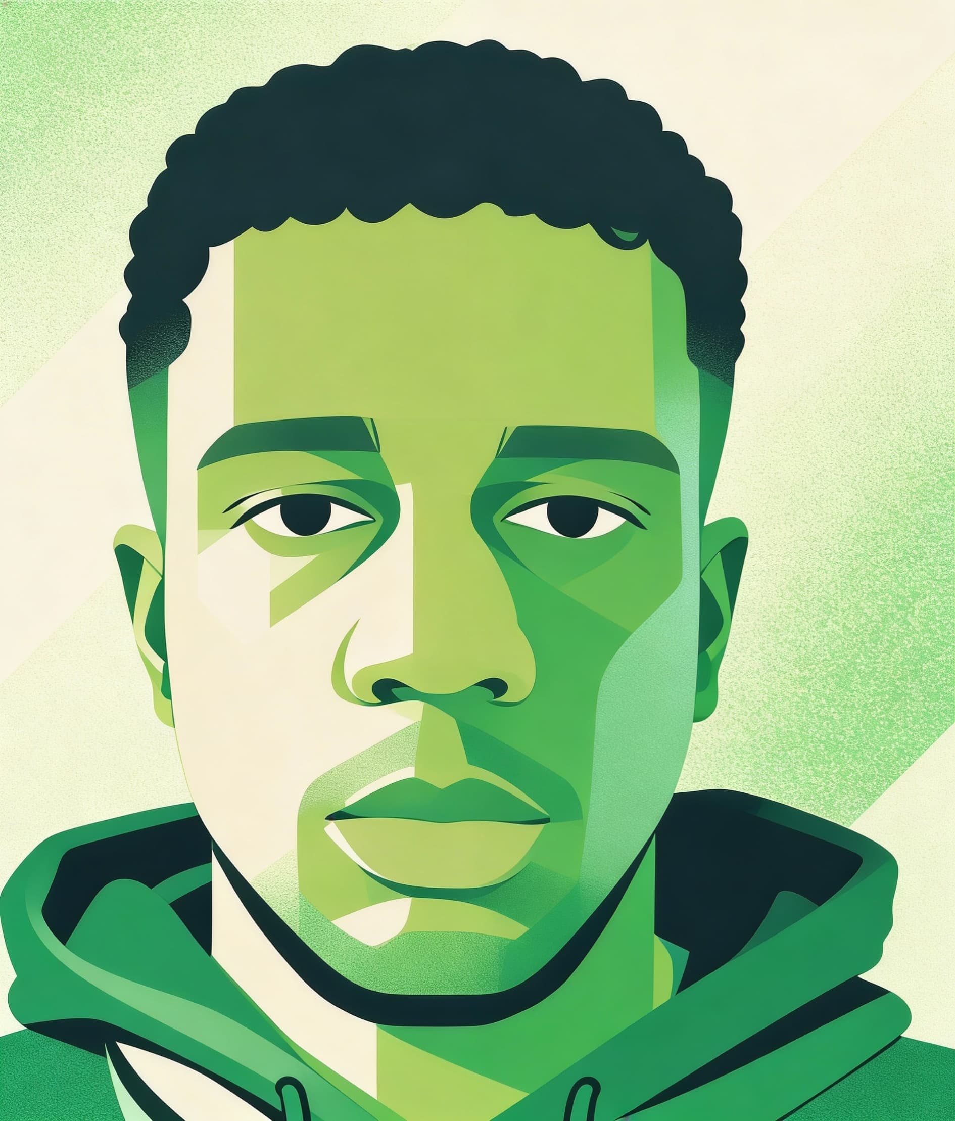 AI generated: Create in Malika Favre style art. Green color variations theme.
