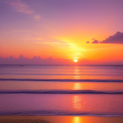 AI generated: **A sunset over the beach in the city Bali, captured in a realistic, high-quality photograph. Clear ...