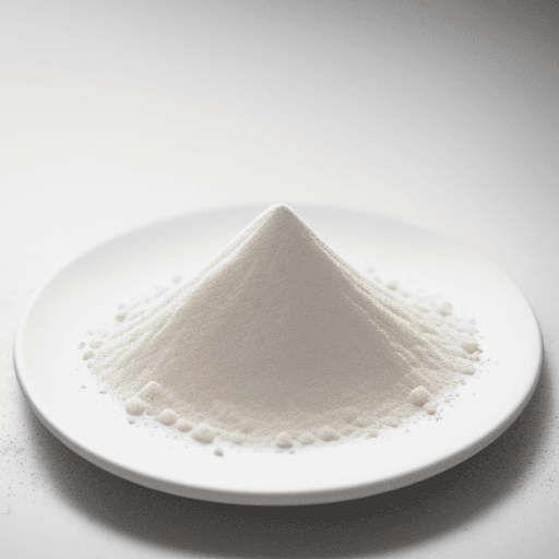 AI generated: white powder lie on a plate on the table professional colour grading, soft shadows, no contrast, cle...