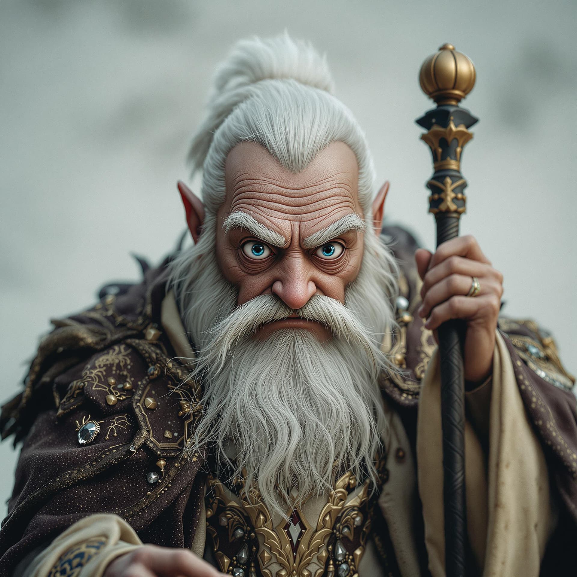 AI generated: hyper-realistic (fabled character tale1:3) from the bright kingdom, with detailed eyes, clothes are ...