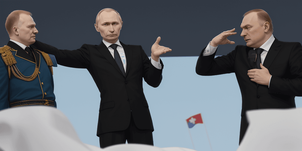 AI generated: vladimitas putinas stovi  už putino nugaros didelės žiurkės rankose Purinas laiko lentelę su užrašu ...