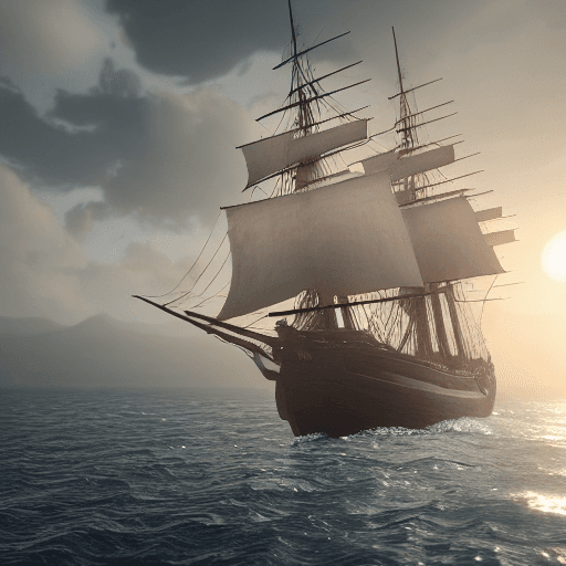 AI generated: Photo of a ultra realistic sailing ship, dramatic light, pale sunrise, cinematic lighting, battered,...
